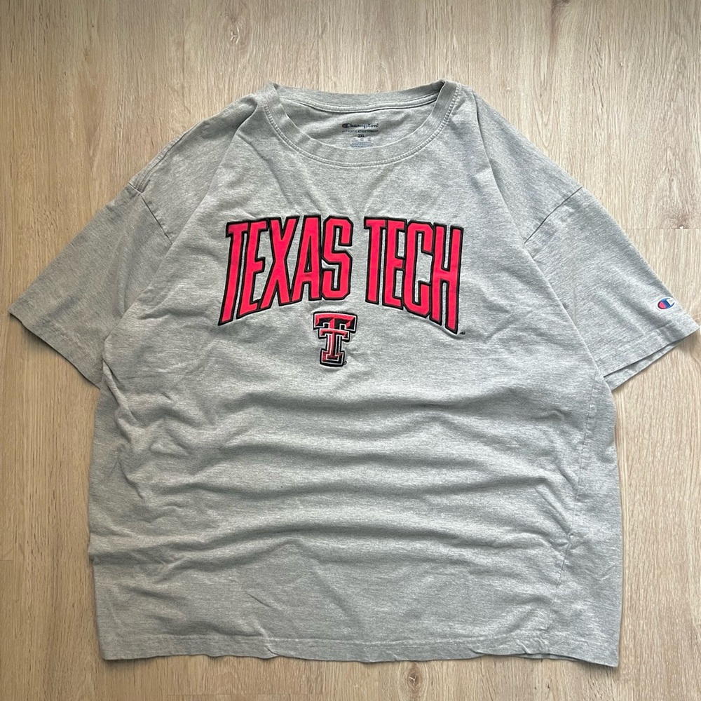 Vintage Y2K Texas Tech Grey Spellout Red Embroidered Essential Men's 2XL